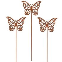 kohteita Metalliset kukkakepit, ruosteenvärinen kuvio, perhoskoriste, 10 × 7 cm, 3 kpl