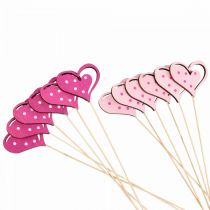 Kukkatulpat Äitienpäivä koristetulpat sydän pinkki 7cm 12 kpl