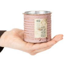 kohteita Kukkaruukku koristeellinen pelti, pyöreä, antiikkiruusu, metallinen, Ø8cm, korkeus 7.5cm