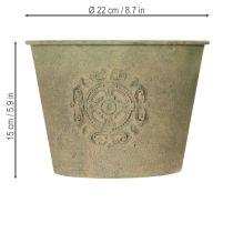 kohteita Metallinen kukkaruukku, vihreä, vintage, Ø22cm–13.5cm, 3 kpl setti