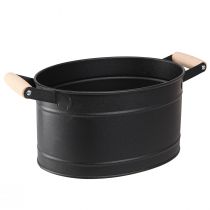 kohteita Kukkaruukku metallinen soikea kahva musta luonnon 34x19,5x15cm