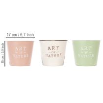 kohteita Art of Nature pyöreä vintage-tyylinen koristeellinen ruukku 17 cm 3 kpl