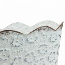 Kasvikulho valkoinen metallinen kätköruukku 26×14×12,5 cm