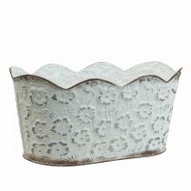 Kasvikulho valkoinen metallinen kätköruukku 26×14×12,5 cm