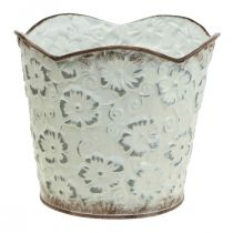 Kukkaruukku valkoinen metallinen kätköruukku Ø16cm K12,5cm