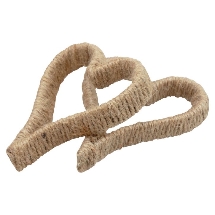 Boho-tyylinen sydänmetallisormus koristesormus juuttinauha 11cm 6kpl