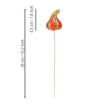 kohteita Värikkäät minikurpitsat tikulla, keraaminen koriste 5-6,5 cm, 3 kpl