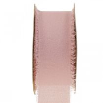 Sifonkinauha vaaleanpunainen kangasnauha hapsuilla 40mm 15m