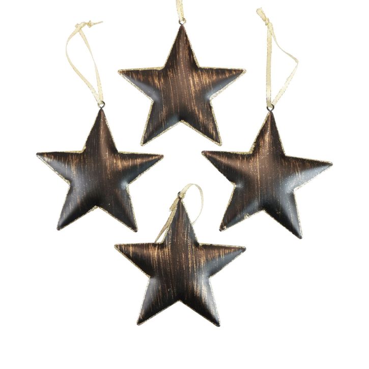 Joulukuusikoristeet koristeellinen tähti metalli musta kulta Ø11cm 4kpl