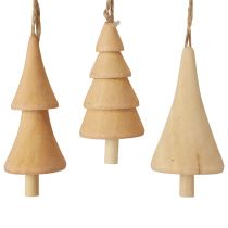 kohteita Joulukuusikoristeet puinen kuusi, puinen riipus luonnollinen 7-8cm 12 kpl