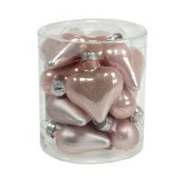 kohteita Mini lasisydämet pinkki 4cm 12 kpl