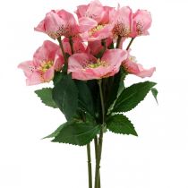 Jouluruusu, paastonruusu, hellebore, tekokasvit pinkki L34cm 4kpl