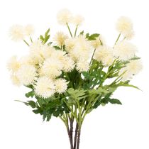 kohteita Tekoinen krysanteemikukka, kermanvalkoinen kimppu, koristeellinen oksa, iso 56 cm, 4 kpl