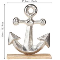 kohteita Koristeankkuri, metallia ja puuta, luonnonhopea, 25,5x5,5x31cm