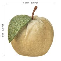kohteita Koristeellinen omena-sametti lehdillä ruskeankeltainen Ø7,5cm K9cm 9 kpl
