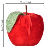 kohteita Koristeellinen omenakuvioinen kangas lehtisamettia ja huopaa, punainen, Ø7,5 cm, korkeus 9 cm, 9 kpl