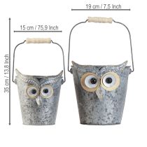 kohteita Koristeellinen pöllöruukku sinkkiä, kahvalla Ø15/19cm, 2 kpl setti