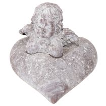 kohteita Koristeellinen enkeli sydämen päällä valetusta kivestä 15 × 13,5 × 12 cm