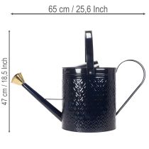 kohteita Koristeellinen kastelukannu, vintage-sinistä ja kultaista ruudullista metallia, retromuotoilu sisäkäyttöön, puutarhaan tai parvekkeelle, 65 cm