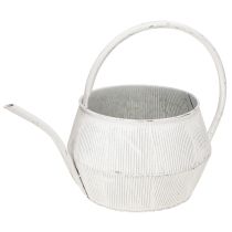 kohteita Koristeellinen kastelukannu valkoinen metalli vintage uritettu sisustus Ø25cm