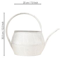 kohteita Koristeellinen kastelukannu valkoinen vintage metallinen uritettu kukkaruukku 25 cm