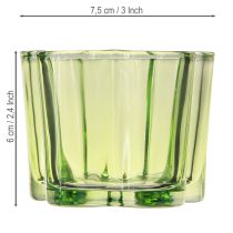 kohteita Koristeellinen lasikynttilänjalka kukan muotoinen vihreä Ø7,5cm K6cm 6kpl