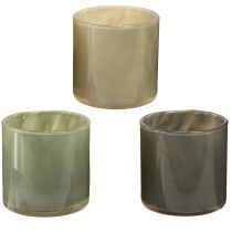 kohteita Koristeellinen lasiistutin vihreä vaaleanharmaa harmaa H10cm 3 kpl