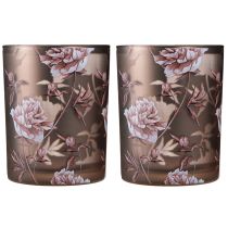 kohteita Koristeellinen lasilyhty pionit hopeanruskea K12.5cm 2 kpl