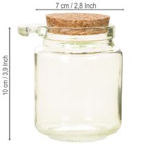 kohteita Koristeellinen lasi korkkikannella ja lusikalla, vihreä, Ø7cm, K10cm, 2 kpl