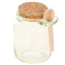 kohteita Koristeellinen lasi korkkikannella ja lusikalla, vihreä, Ø7cm, K10cm, 2 kpl