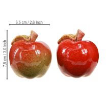 kohteita Koristeellinen keraaminen omenoiden pöytäkoriste syksy punainen vihreä korkeus 7,5 cm 4 kpl