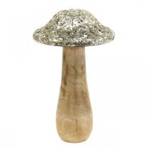 Deco sienipuinen puinen sieni kultaisella mosaiikkikuviolla H17cm