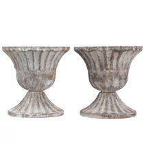 kohteita Koristekuppi Rustic Antique Chalice Harmaa Valkoinen Ø8cm K8,5cm 2kpl