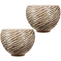 kohteita Koristekulho Kukkaruukku Keraaminen Beige Ruskea Ø15cm 2kpl