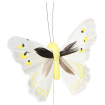 kohteita Koristeellinen perhonen langalla keltainen 8cm 12kpl