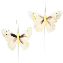 kohteita Koristeellinen perhonen langalla keltainen 8cm 12kpl