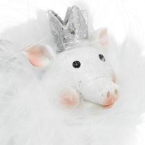 kohteita Deco possu kruunuhahmolla onnenpoika valkoinen 7cm 2kpl