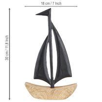 kohteita Koristeellinen purjevene Puu Metalli Natural Black K30,5cm