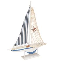 kohteita Koristeelliset purjeveneen puukuoret valkoinen sininen L26,5cm K37cm