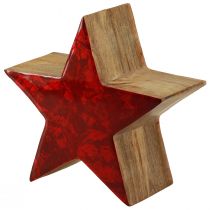 kohteita Koristeellinen tähtipuinen tähtipunainen luonnollinen koristelu mangopuusta Ø20cm
