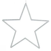 kohteita Koristeelliset tähdet hopeiset joulukuusenkoristeet glitterillä 18cm 8 kpl
