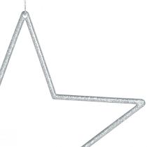 kohteita Koristeelliset tähdet hopeiset joulukuusenkoristeet glitterillä 18cm 8 kpl