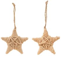 kohteita Koristeelliset tähdet, hamppuinen raffia, 7,5 cm, joulukuusenkoristeet, 8 kpl