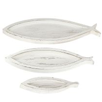 kohteita Koristeellinen tarjotin Puu Kala Valkoinen Natural L30/40/50cm 3 kpl setti
