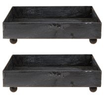 kohteita Koristeellinen tarjotin metallinen mustanharmaa pesty 15×15cm 2 kpl