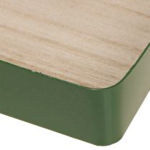 kohteita Koristeellinen tarjotin metallinen neliönmuotoinen vihreä puinen jalusta 25,5 × 25,5 cm