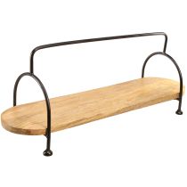 kohteita Koristeellinen tarjotin, pitkänomainen soikea puutarjotin kahvalla 70cm