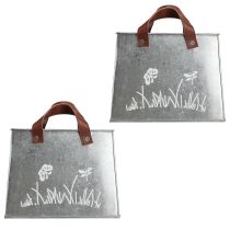 kohteita Koristekassi hopea valkoinen ruskea metallikasviruukku L22cm 2kpl