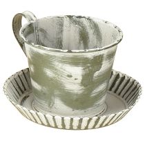 kohteita Koristeellinen kuppi metallia, valkoinen, antiikki, Ø9cm, korkeus 8cm, 2 kpl