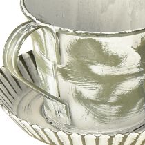 kohteita Koristeellinen kuppi metallia, valkoinen, antiikki, Ø9cm, korkeus 8cm, 2 kpl